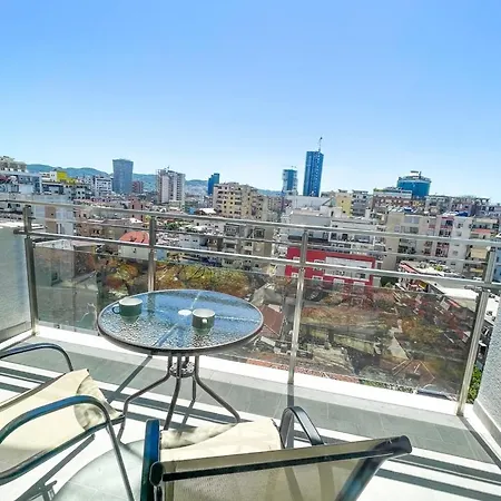 Skyline Sunset & Towers View - Modern 1br 公寓 地拉那